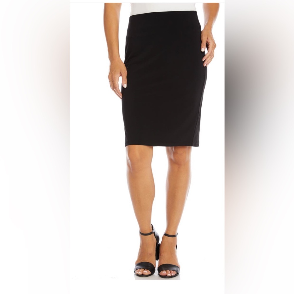 Karen Kane Black Pencil Skirt Large Classic Stretch Work Office Wardrobe Staple - Picture 2 of 10